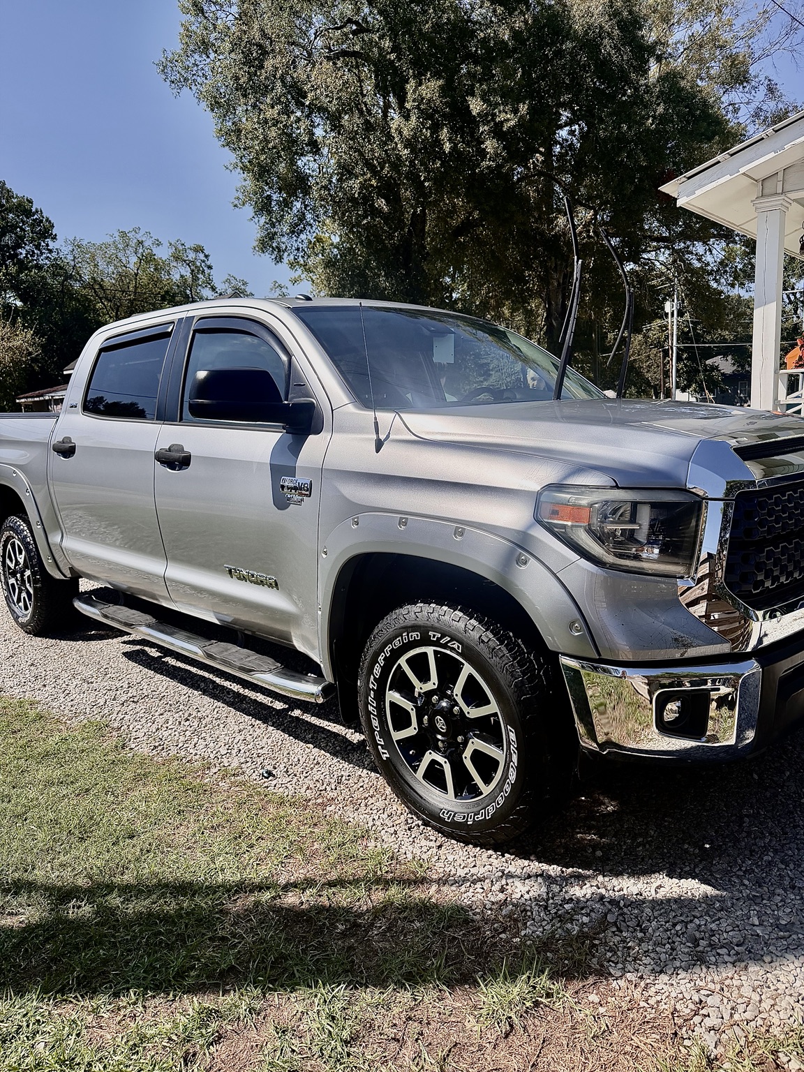 Silver pickup truck exterior